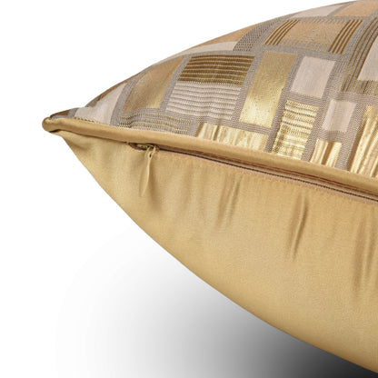 Modern gold geometric decorative pillow cover with zipper, StuffedHome sustainable bedding