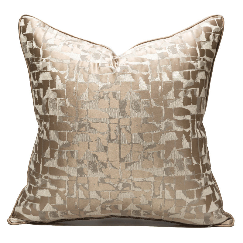 Modern metallic decorative pillow cover with abstract gold and silver pattern, StuffedHome