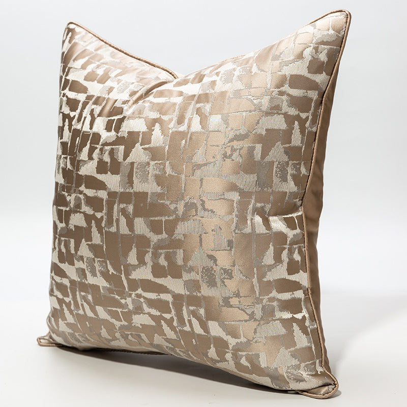 Modern metallic decorative pillow cover in beige and silver abstract pattern, StuffedHome bedding