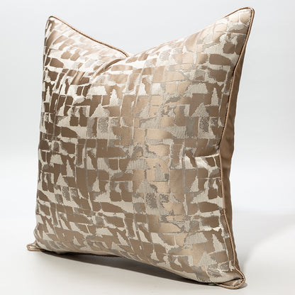 Modern metallic decorative pillow cover in beige and silver abstract pattern, StuffedHome bedding