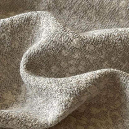 Neutral Cotton Jacquard Throw Blanket with Fringe