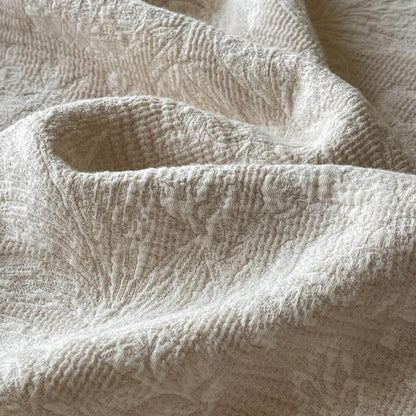 Neutral Cotton Jacquard Throw Blanket with Fringe