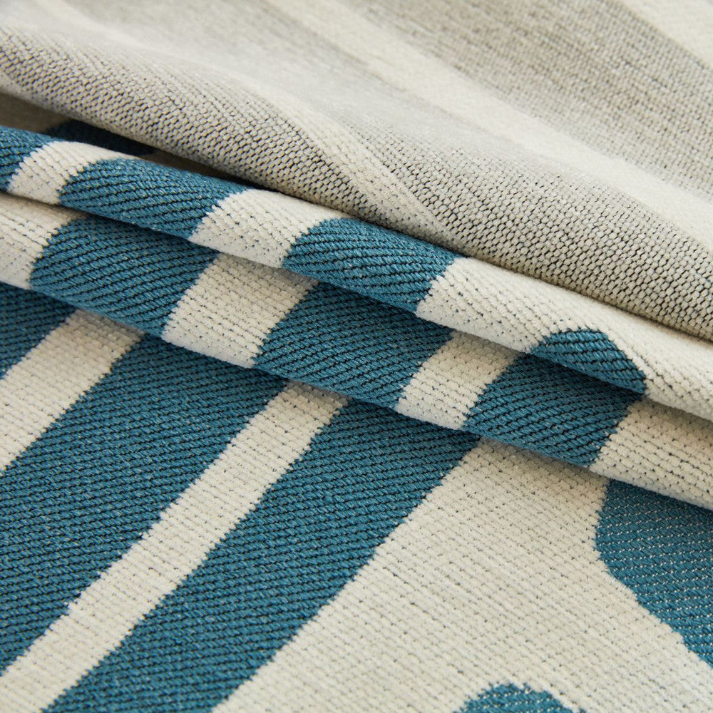 Reversible geometric sofa cover in blue and beige cotton, StuffedHome sustainable bedding