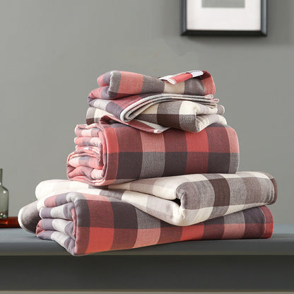 Plaid-pure-cotton-towel-sets