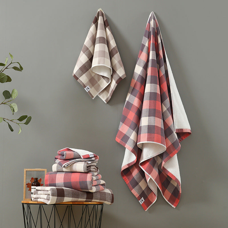 Plaid-standard-size-towel-sets