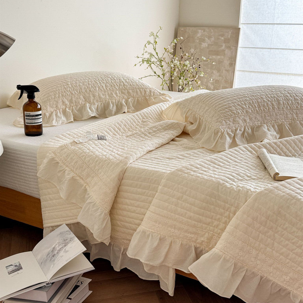 Quilted Ruffle Bedding – Duvet Cover, Bedspread & Pillowcases