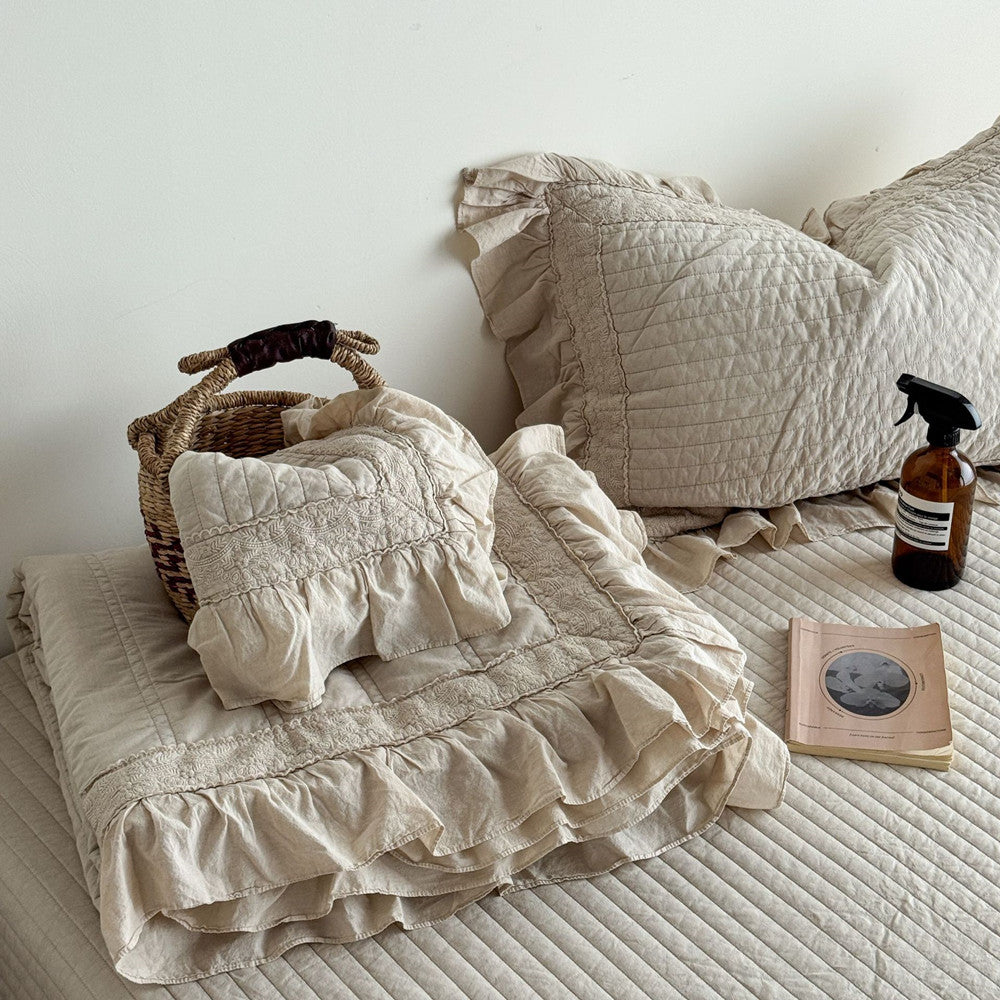 Quilted Ruffle Bedding – Duvet Cover, Bedspread & Pillowcases