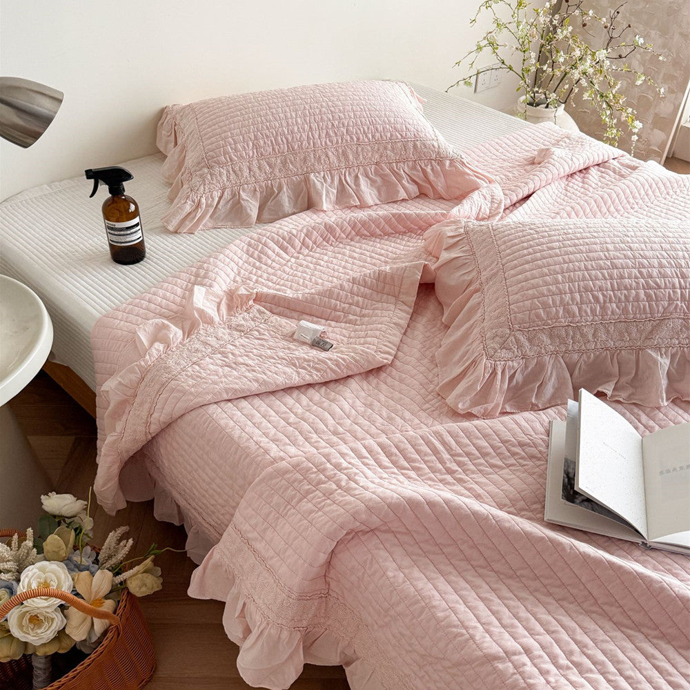 Quilted Ruffle Bedding – Duvet Cover, Bedspread & Pillowcases