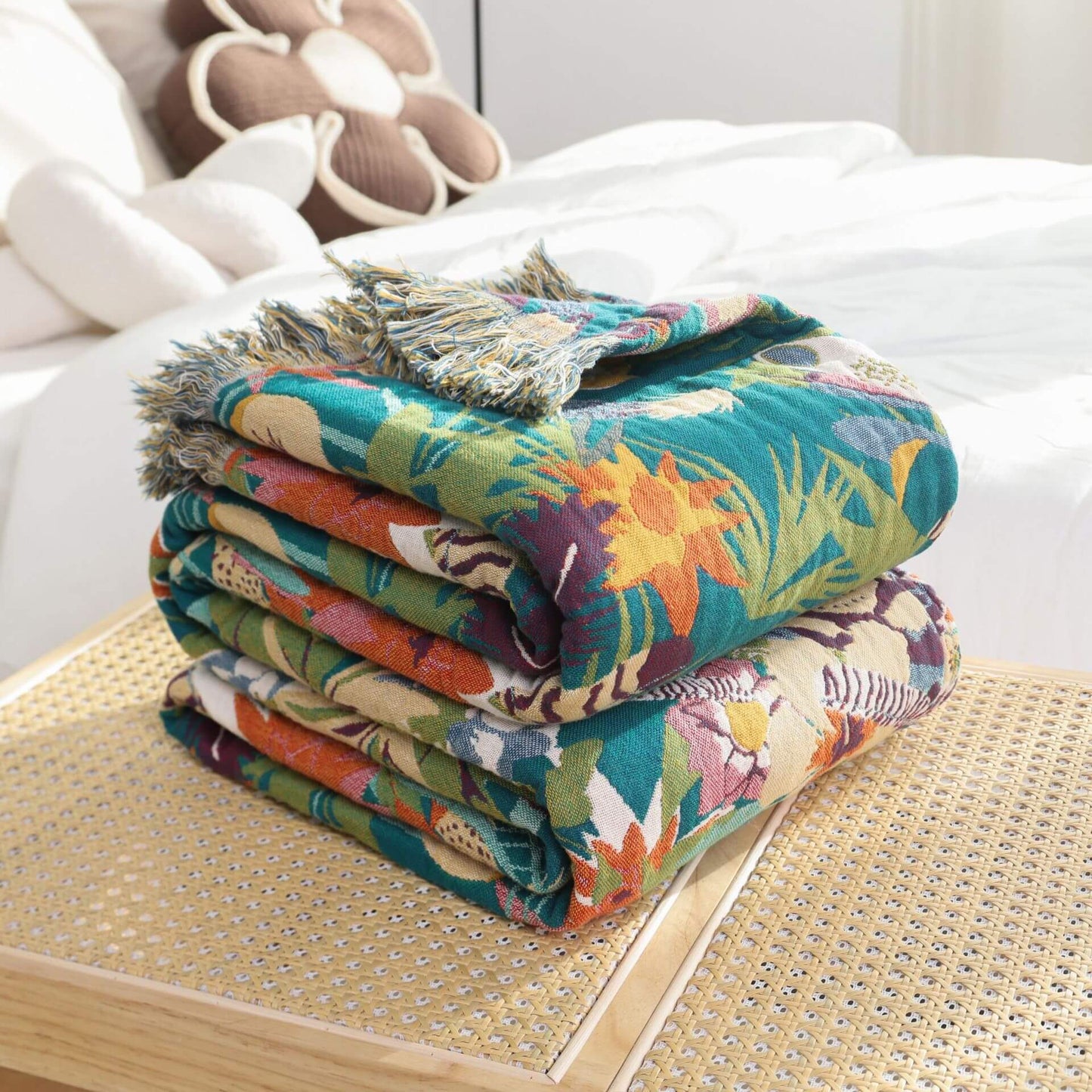 Jaguar Jungle Throw Blanket – Cotton Jacquard