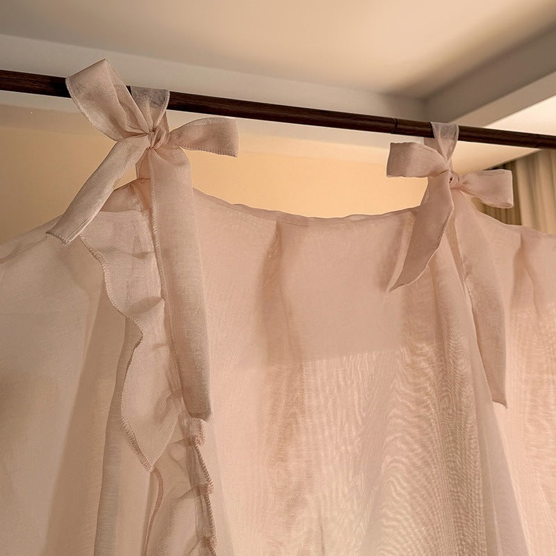 Romantic Ruffled Bed Canopy Curtains for 4-Poster Beds