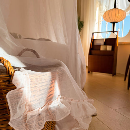 Romantic Ruffled Bed Canopy Curtains for 4-Poster Beds