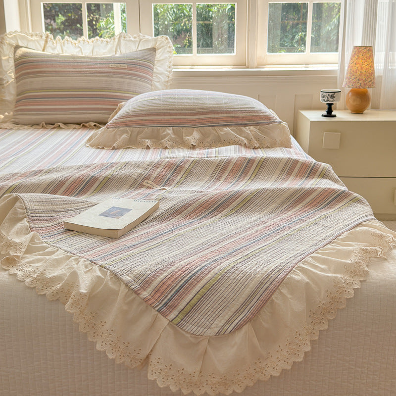 Ruffled Stripe Cotton Bedding Set