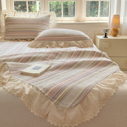 Ruffled Stripe Cotton Bedding Set
