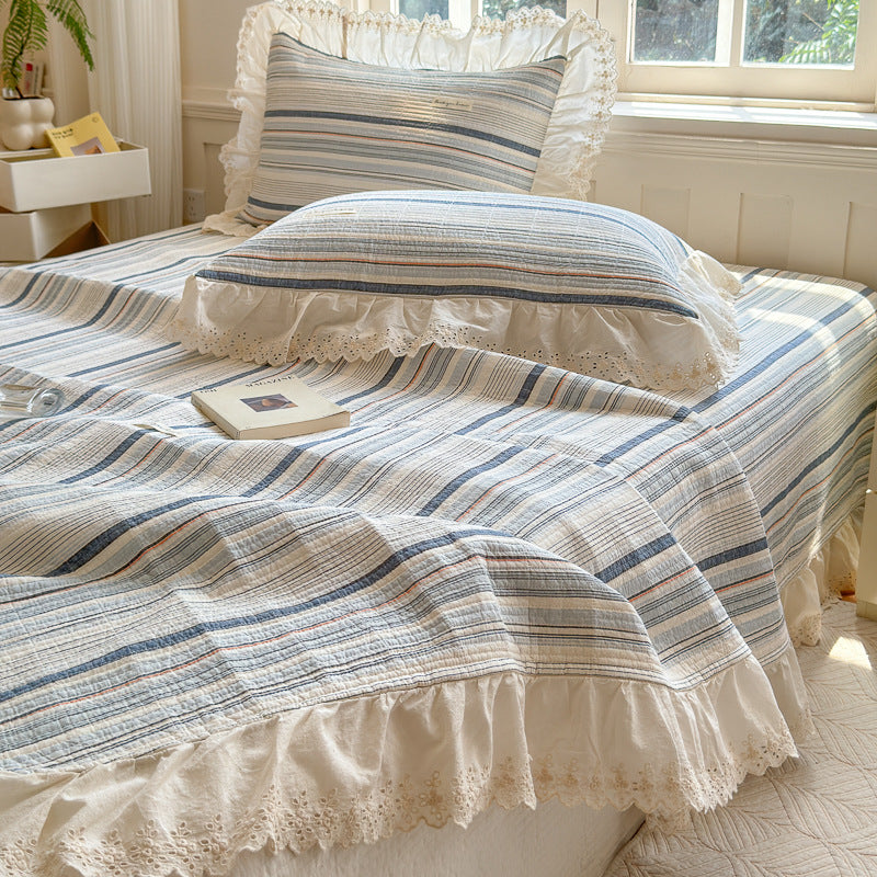 Ruffled Stripe Cotton Bedding Set