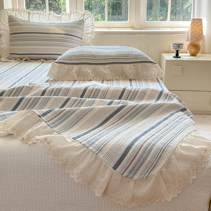 Ruffled Stripe Cotton Bedding Set