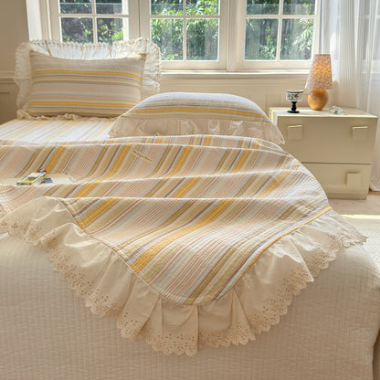 Ruffled Stripe Cotton Bedding Set