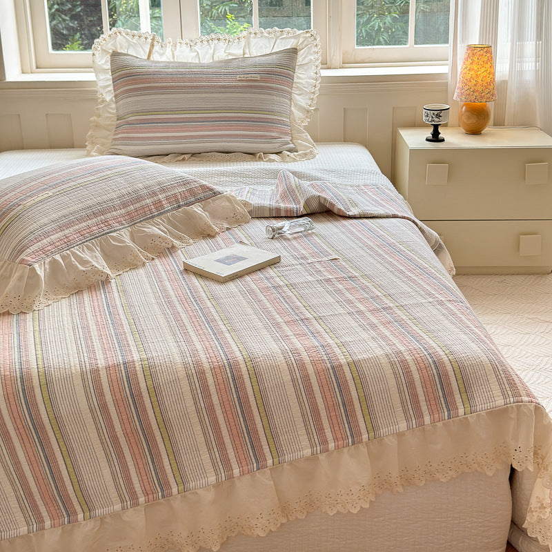 Ruffled Stripe Cotton Bedding Set