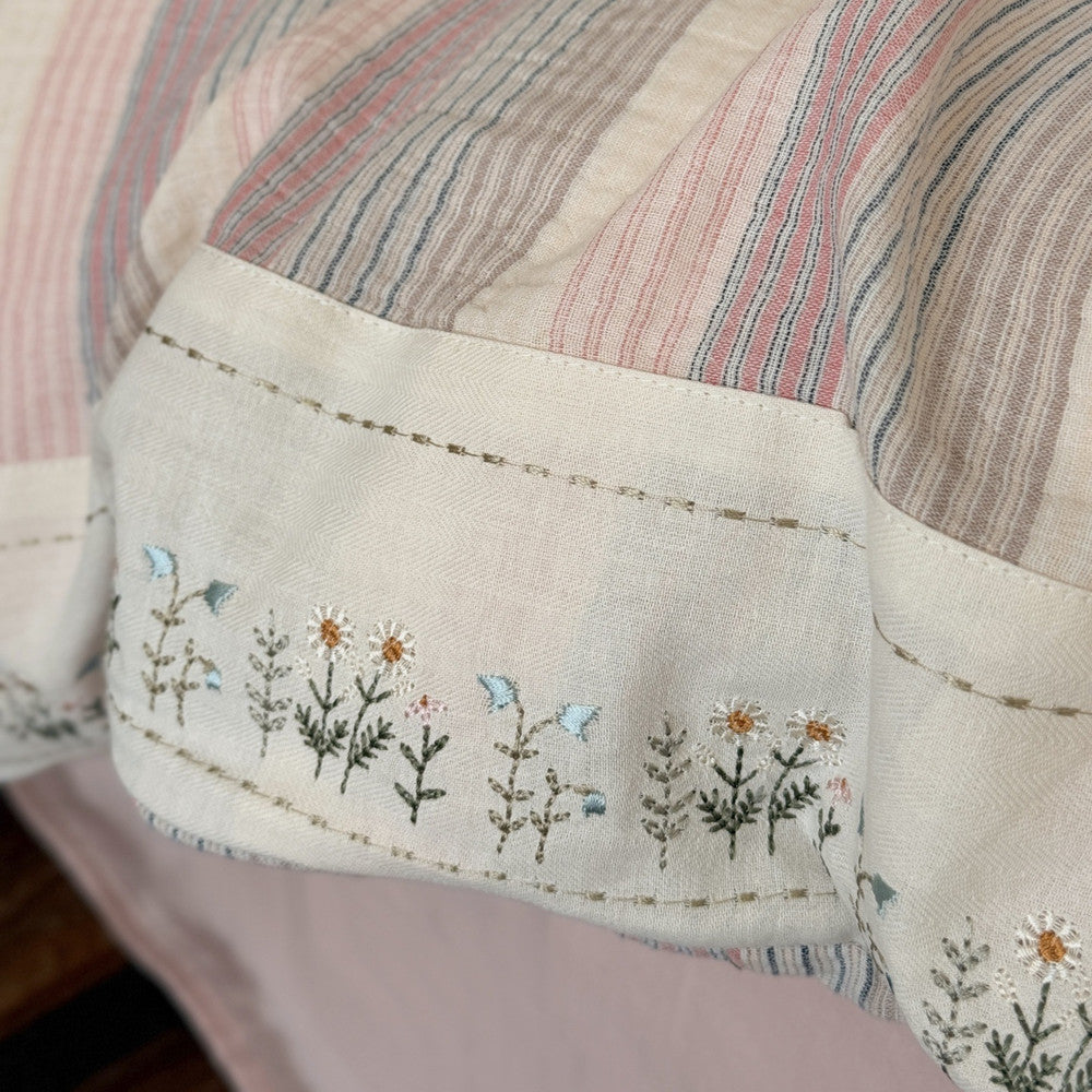 Striped Cotton Gauze Duvet Cover Set – Soft Pink