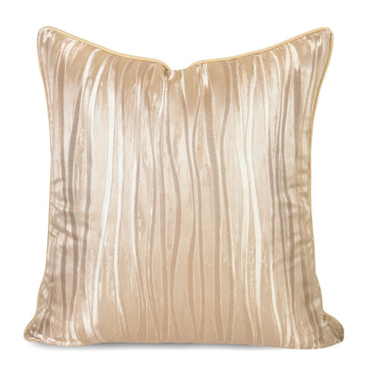 Beige striped decorative pillow cover with textured wavy pattern, StuffedHome bedding