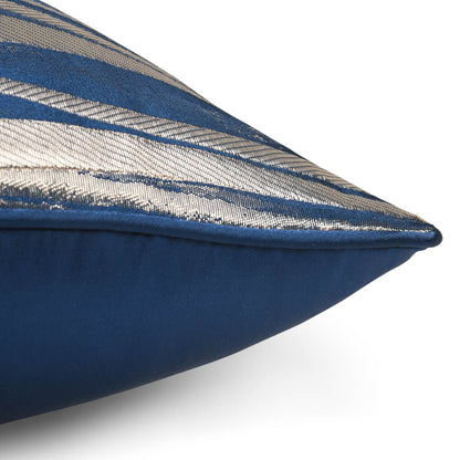 Blue and beige striped decorative pillow cover, luxury cotton bedding by StuffedHome