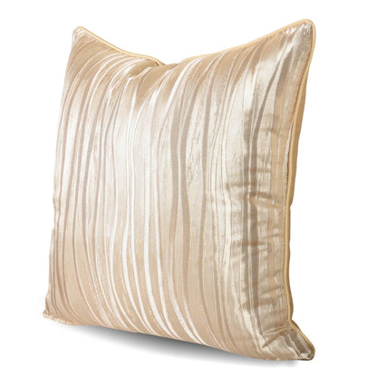 Beige striped decorative pillow cover with a shiny, textured finish from StuffedHome
