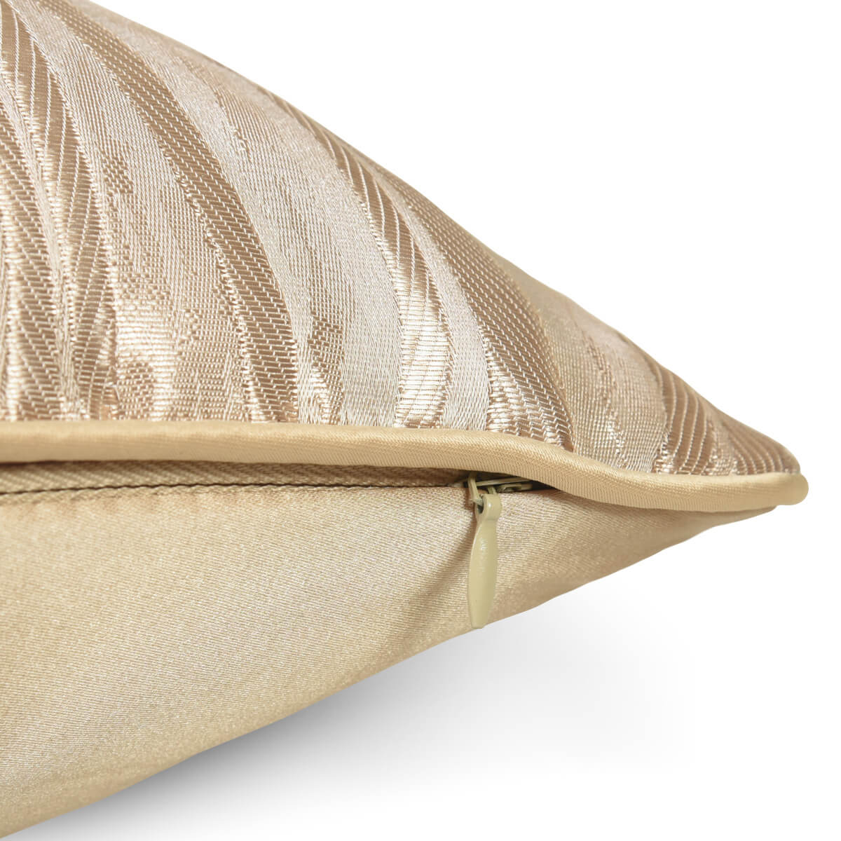 Beige striped decorative pillow cover with zipper, natural cotton bedding accent