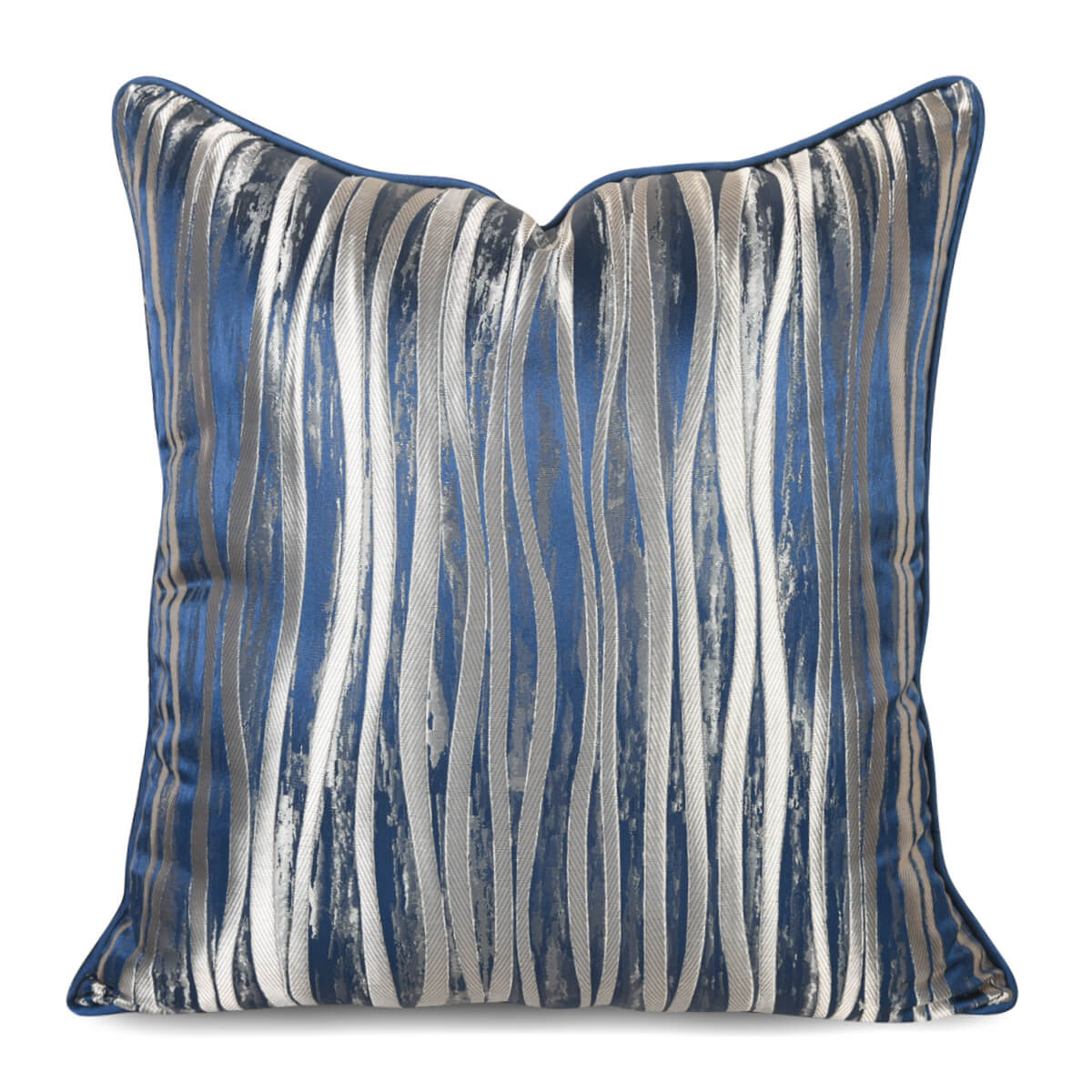 Blue and silver striped decorative pillow cover, modern accent from StuffedHome