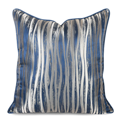 Blue and silver striped decorative pillow cover, modern accent from StuffedHome