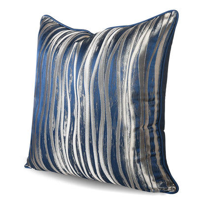 Blue and silver striped decorative pillow cover from StuffedHome