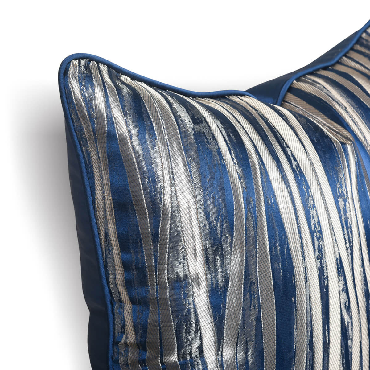 Blue and silver striped decorative pillow cover, luxury cotton home decor, StuffedHome