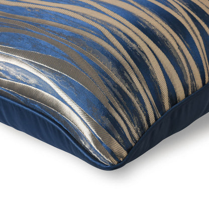 Blue and gold striped decorative pillow cover, luxury bedding by StuffedHome