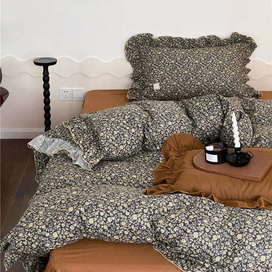 Vintage Floral Ruffle Bedding Set – Cotton Muslin