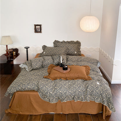 Vintage Floral Ruffle Bedding Set – Cotton Muslin