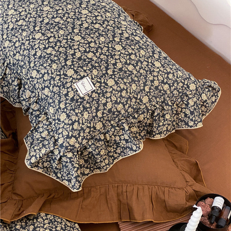 Vintage Floral Ruffle Bedding Set – Cotton Muslin