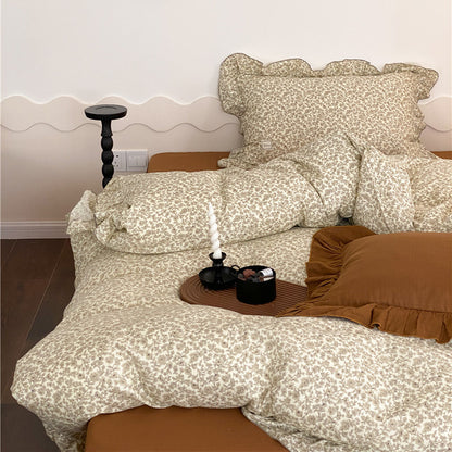 Vintage Floral Ruffle Bedding Set – Cotton Muslin
