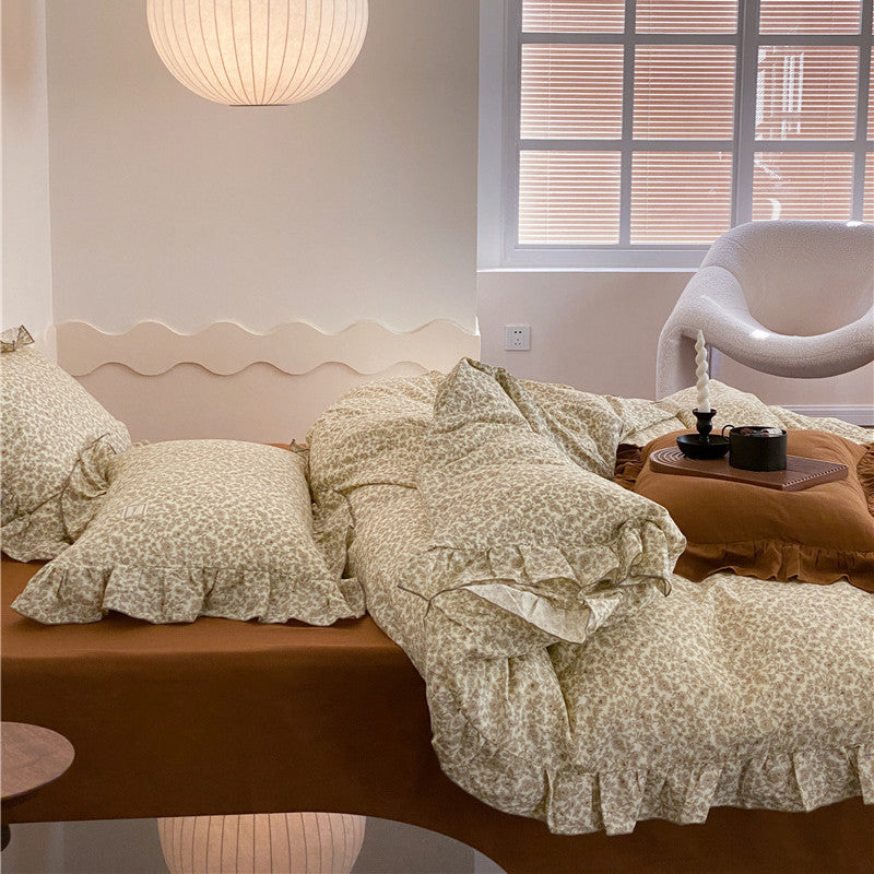 Vintage Floral Ruffle Bedding Set – Cotton Muslin