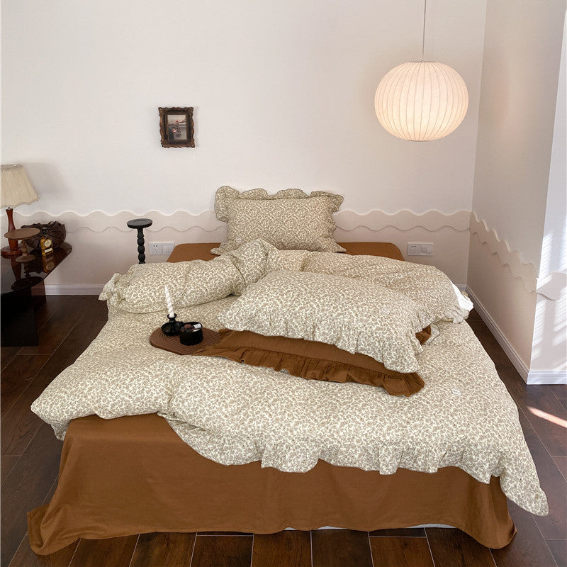 Vintage Floral Ruffle Bedding Set – Cotton Muslin