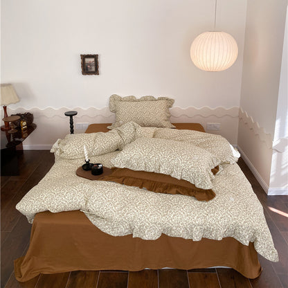Vintage Floral Ruffle Bedding Set – Cotton Muslin