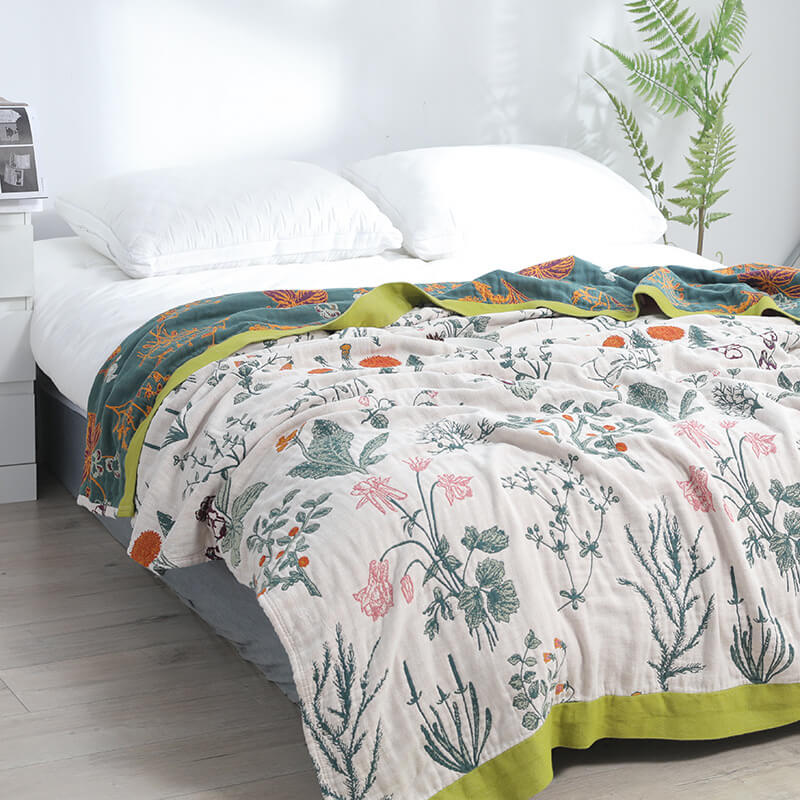 Vintage Floral Woven Throw Blanket