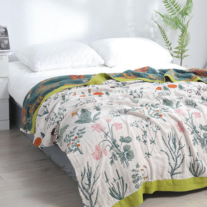 Vintage Floral Woven Throw Blanket