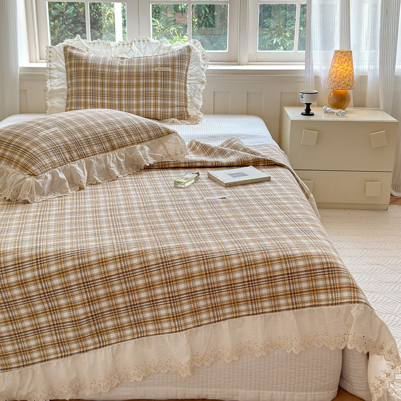 Washed Cotton Plaid Duvet Cover – Ruffled Vintage Charm