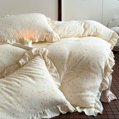 dot ruffle bedding