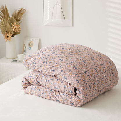 Cotton Duvet Cover with Flowers