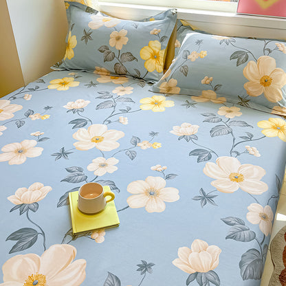 floral bed sheets blue