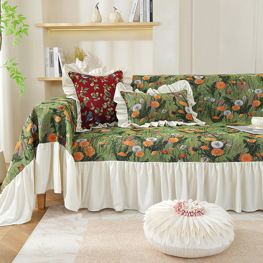 ruffled sofa slipcover